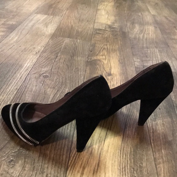 MADDEN GIRL SIZE 7.5 BLACK HEELS ZIPPER DETAIL - Picture 6 of 7